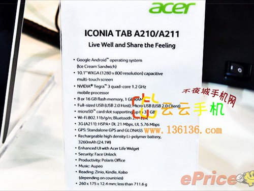 ĺ˰׿ƽ Acer Iconia Tab A210ͼ